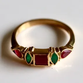 St Patrick 14k Gold, Garnet, Ruby & Emerald Ring